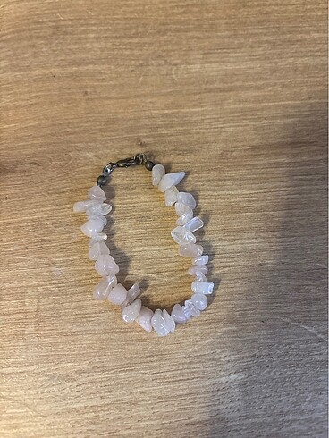 Pembe kuvars doğal taş bileklik