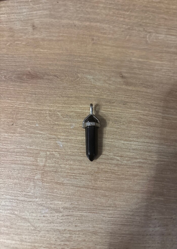 Obsidyen taşı doğal taş kolye ucu - Görsel 2