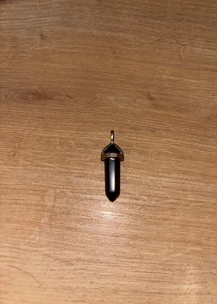 Obsidyen taşı doğal taş kolye ucu - Görsel 3