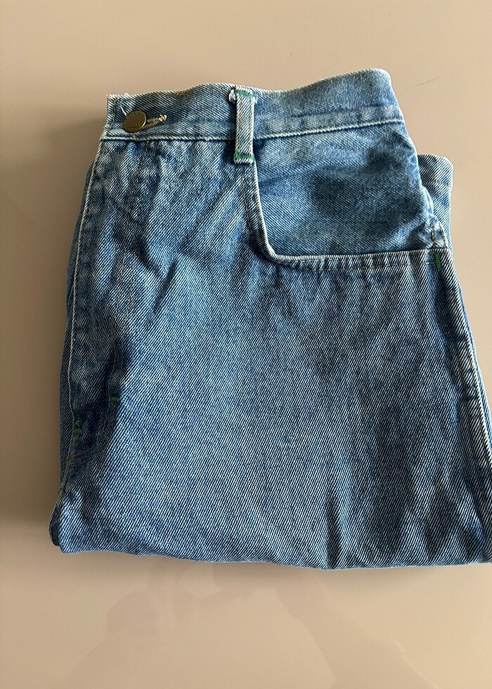 Uzun jean şort - Görsel 4