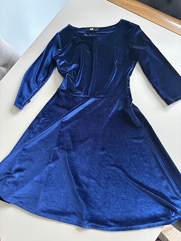 Lacivert kadife elbise adl - Görsel 3
