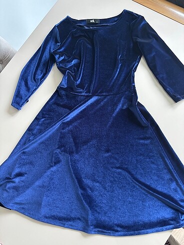 Lacivert kadife elbise adl - Görsel 4