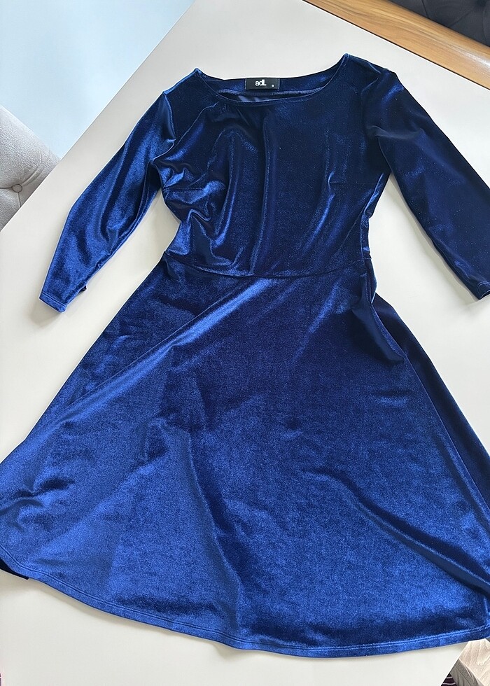 Lacivert kadife elbise adl - Görsel 3