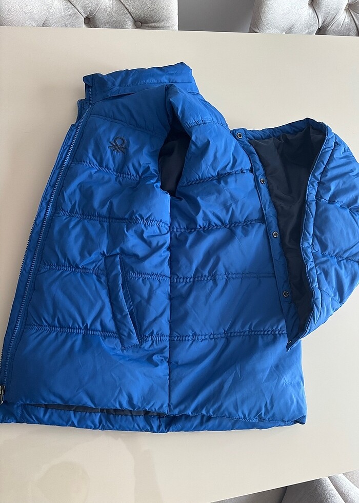 Benetton kız çocuk mavi yelek - Görsel 3