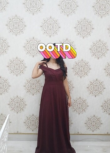 Bordo abiye elbise 