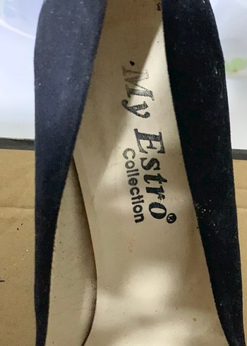 Siyah Süet Blok Topuklu Kadın Stiletto - Görsel 3