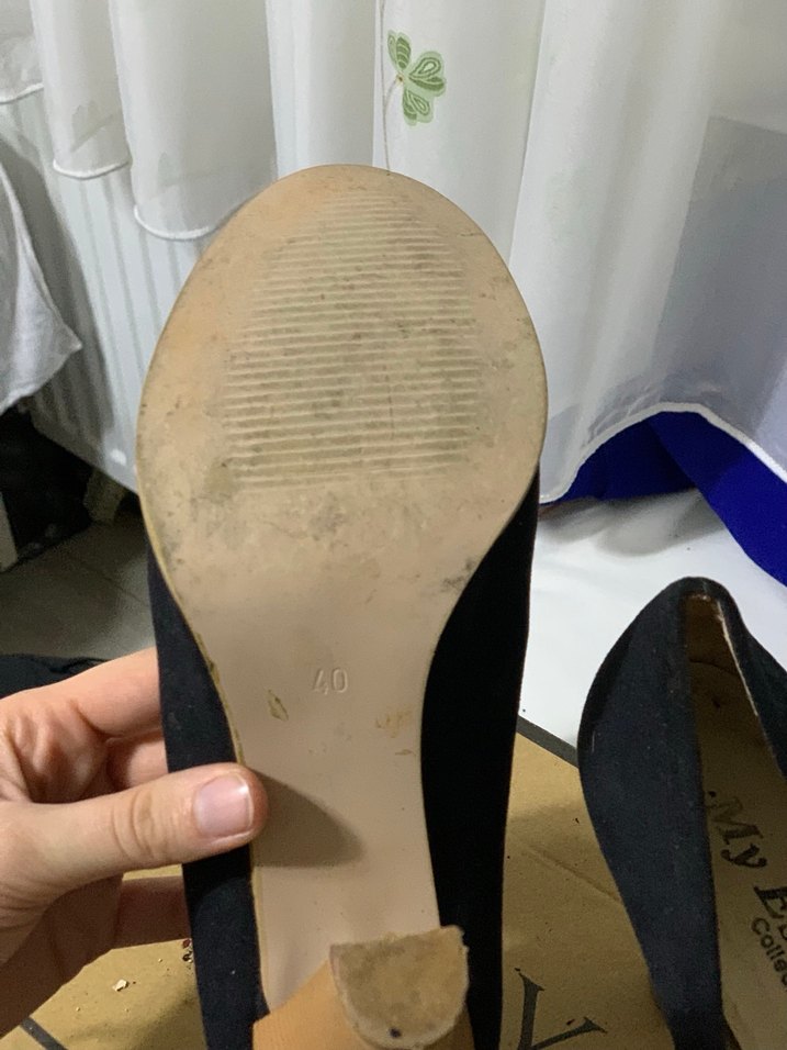 Siyah Süet Blok Topuklu Kadın Stiletto - Görsel 4