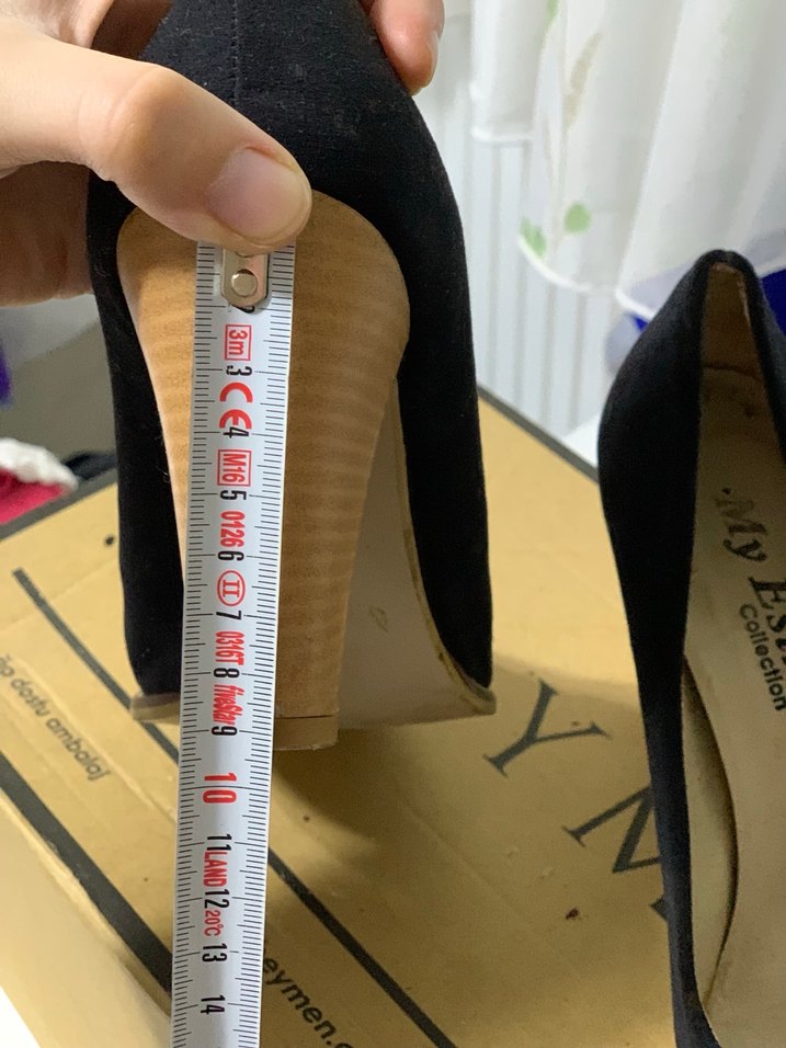 Siyah Süet Blok Topuklu Kadın Stiletto - Görsel 5