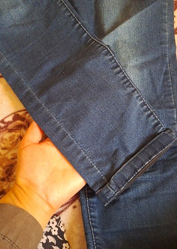 Düğmeli Lacivert Kadın Kot Pantolon - Görsel 6