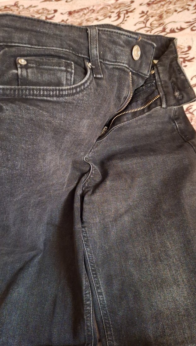 Kadın Siyah Bol Kesim Midi Kot Pantolon - Görsel 2