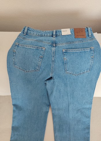 Mavi Bol Kesim Kadın Midi Kot Pantolon - Görsel 5