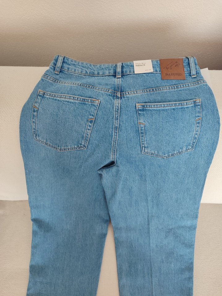 Mavi Bol Kesim Kadın Midi Kot Pantolon - Görsel 5