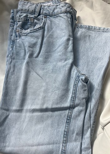 Zara Kadin Zara Loose Fit Mavi Denim Pantolon