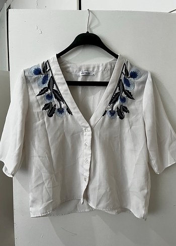 Bohem İşlemeli V Yaka Kolsuz Mini Gömlek - Görsel 2