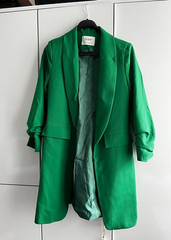 Drapeli Yeşil Midi Kadın Blazer Ceket