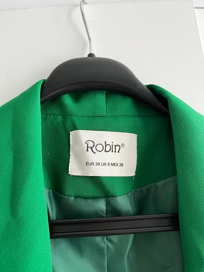 Drapeli Yeşil Midi Kadın Blazer Ceket - Görsel 2