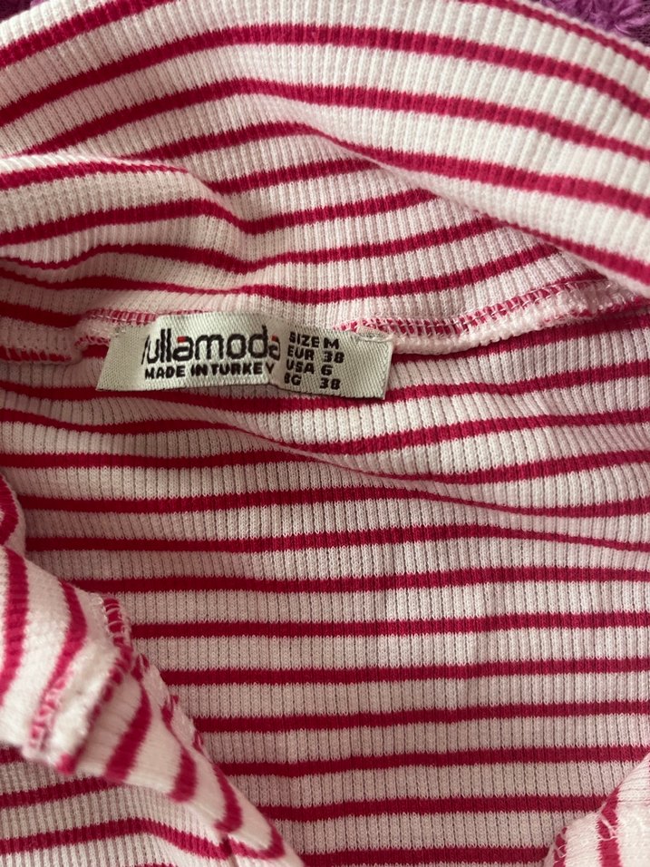 Pembe Çizgili Kısa Kollu Midi Elbise - Görsel 3