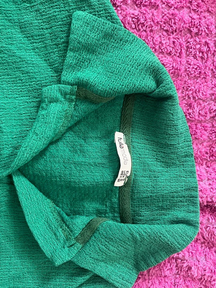 Yeşil Kısa Kollu Keten Gömlek - Görsel 2