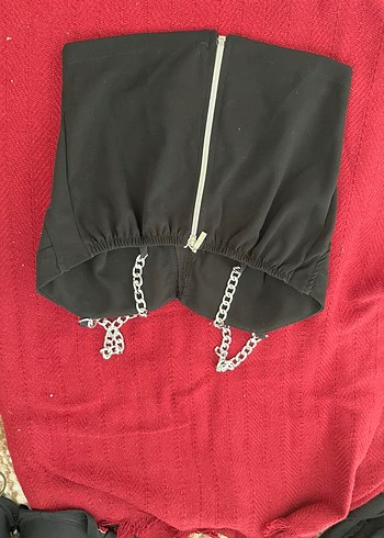 Zincir Detaylı Siyah Straplez Bustiyer - Görsel 2