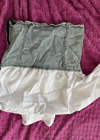 Kot detaylı beyaz gömlek - Görsel 4