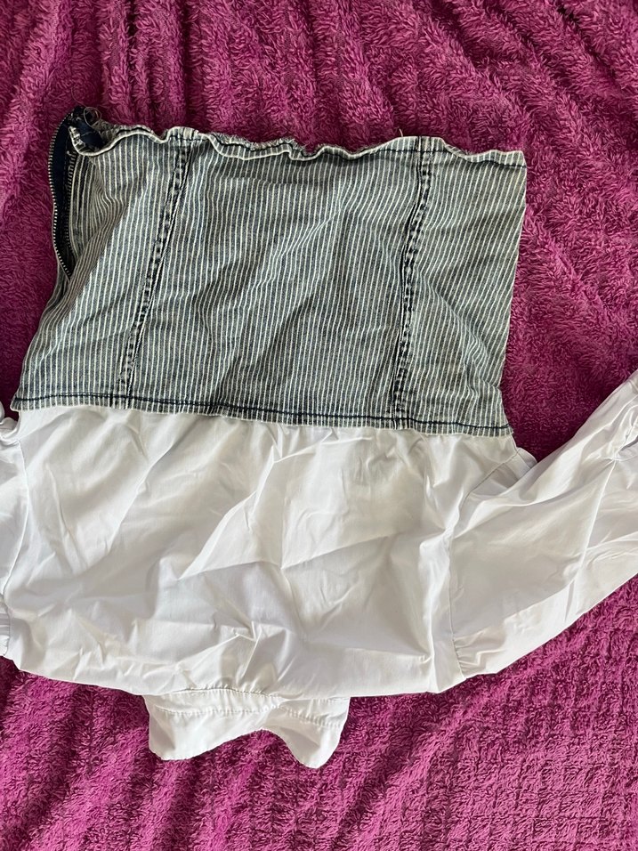 Kot detaylı beyaz gömlek - Görsel 4