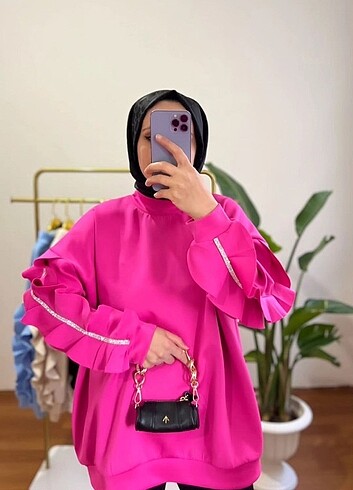 PEMBE TAŞLI ÖZEL TASARIM SWEAT