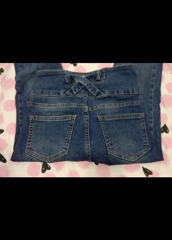 Düğmeli Mavi Kadın Midi Boy Jean - Görsel 2