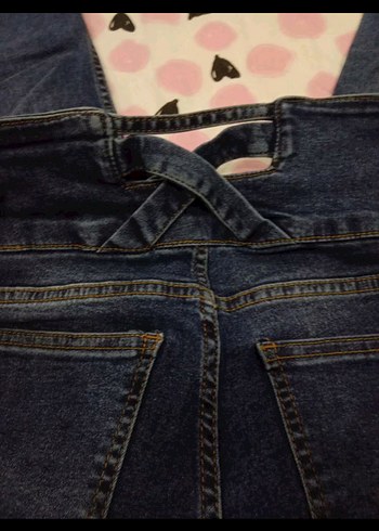 Düğmeli Mavi Kadın Midi Boy Jean - Görsel 3