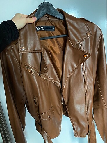 Zara taba biker deri ceket