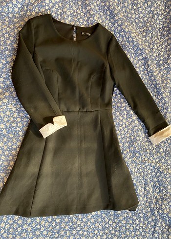 Zara Siyah Mini Kadın Elbise, Uzun Kollu, Düğmeli