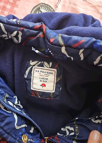 U.S Polo Assn. Kız Çocuk Çok Renkli Desenli Kemerli Mont