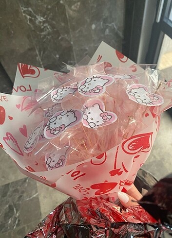 s Beden pembe Renk Hello kitty buketi