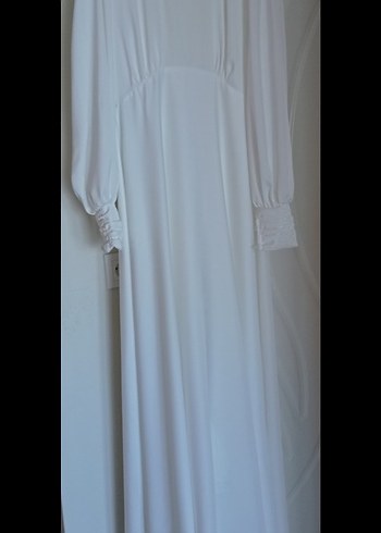 Diğer Uzun Kollu Yüksek Yakalı Beyaz nikah elbisesi