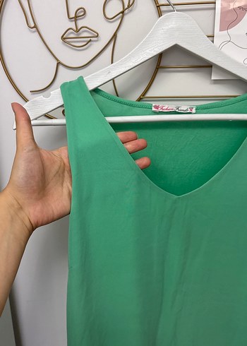 Diğer Yeşil V Yakalı Basic Kadın bluz