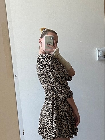 Diğer Leopar mini elbise