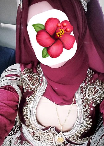 m Beden Bordo İşlemeli Kadın Uzun Henna Elbise