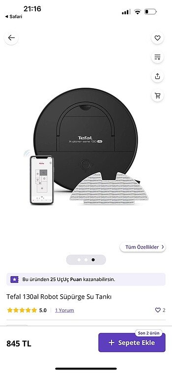 Tefal Robot Süpürge Su haznesi