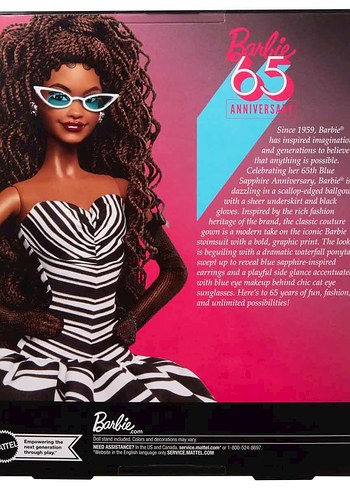 Beden Renk Barbie Mavi Safir 65. Yıl Dönümü Bebeği HRM59 Esmer