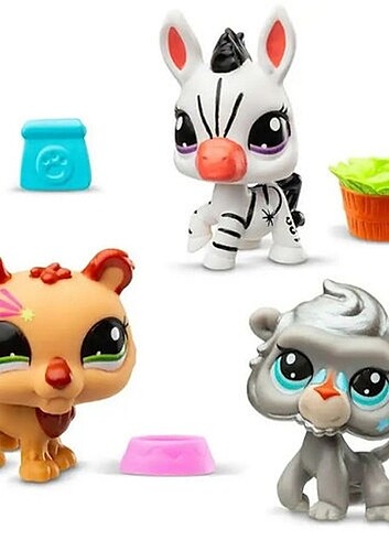 LPS Minişler Littlest Pet Shop Minişler 3lü Figür Seti Zebra Aslan Maymun