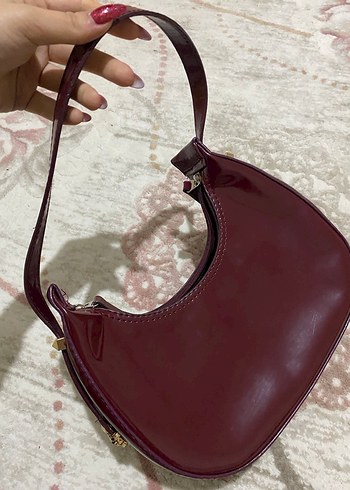 Bordo Deri Kadın Omuz Çantası - Görsel 3