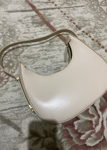 Krem Deri Tokalı Parisli Kadın Çantası - Görsel 4