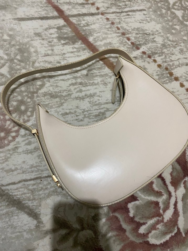 Krem Deri Tokalı Parisli Kadın Çantası - Görsel 4