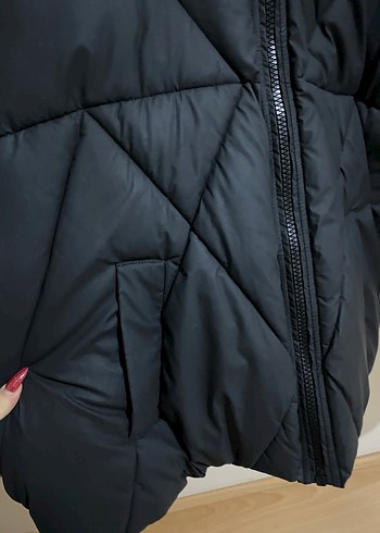 Siyah Mini Fermuarlı Kısa Kadın Kışlık Ceket - Görsel 13