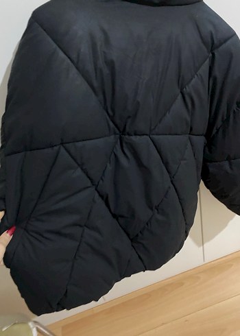 Siyah Mini Fermuarlı Kısa Kadın Kışlık Ceket - Görsel 4