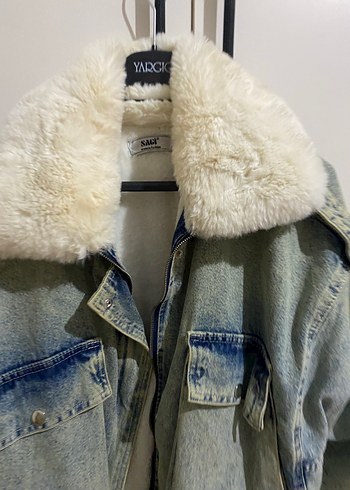 Gri Tüylü Kadın Denim Ceket - Görsel 16