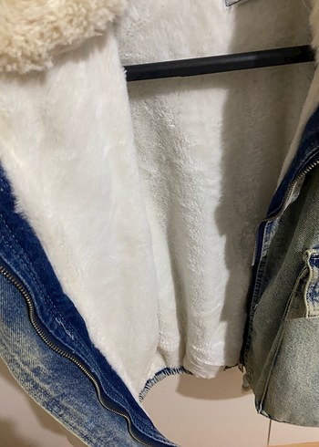 Gri Tüylü Kadın Denim Ceket - Görsel 5