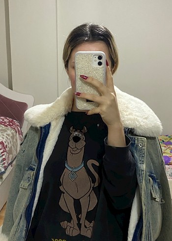 Gri Tüylü Kadın Denim Ceket - Görsel 11