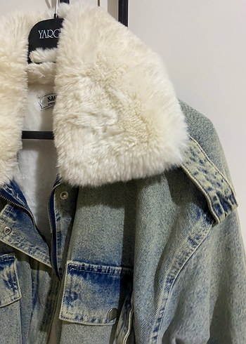 Gri Tüylü Kadın Denim Ceket - Görsel 4