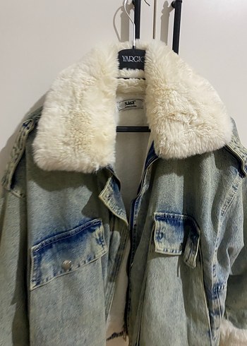 Gri Tüylü Kadın Denim Ceket - Görsel 3