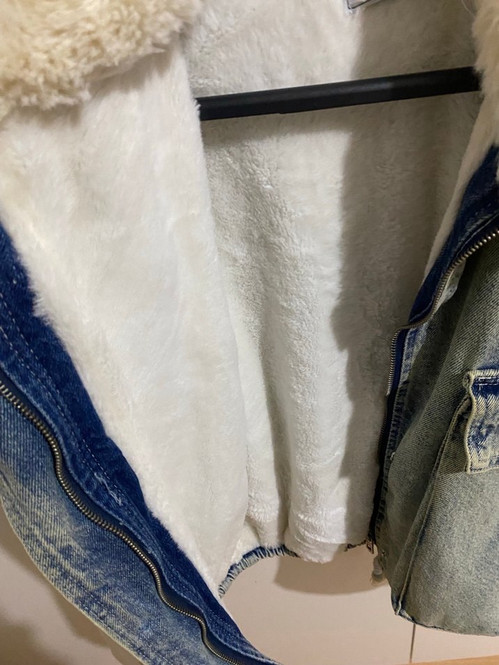 Gri Tüylü Kadın Denim Ceket - Görsel 5